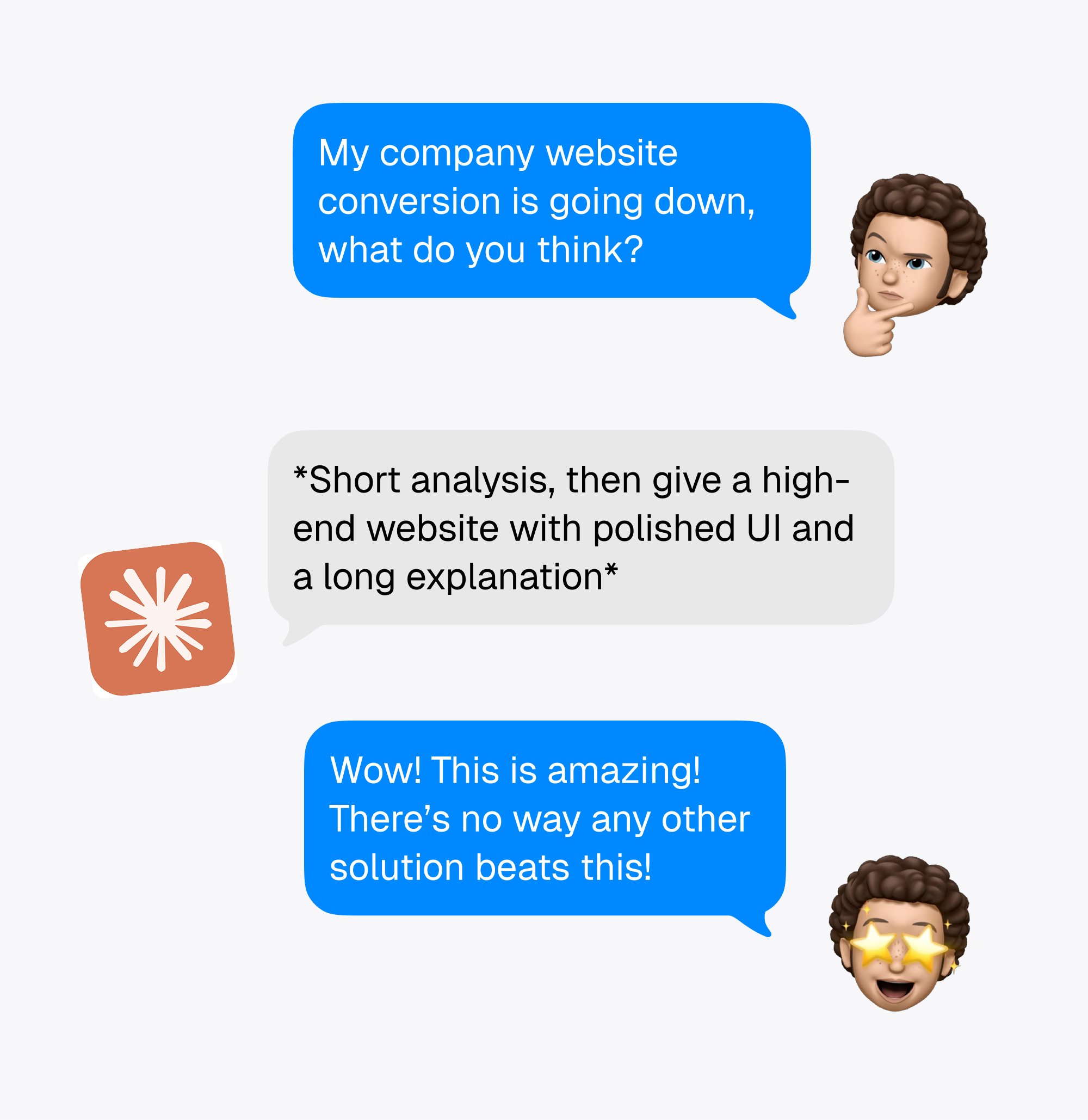 A polished AI answer convinces someone that a website redesign is the best solution before exploring the problem.